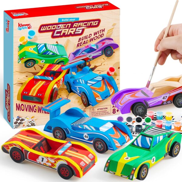 Klever Kits DIY Wooden Race Cars (4-Pack)