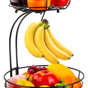 Auledio 2-Tier Fruit & Vegetable Basket with Banana Hanger