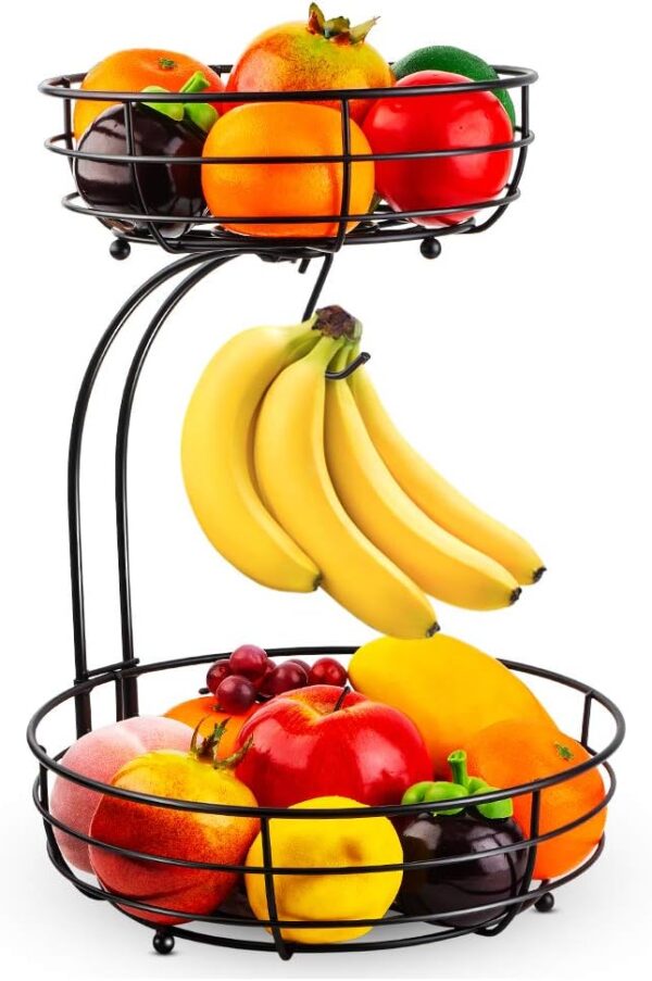 Auledio 2-Tier Fruit & Vegetable Basket with Banana Hanger