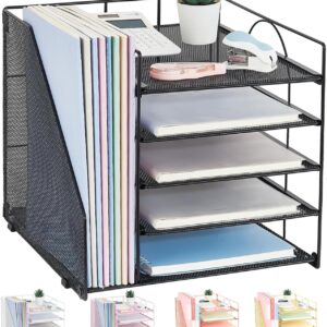 5-Tier Desk Organizer with File Holder – Black
